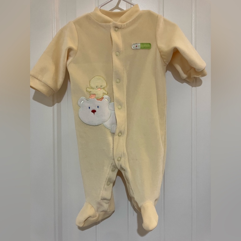 Carters Velour footie pajamas in pale yellow